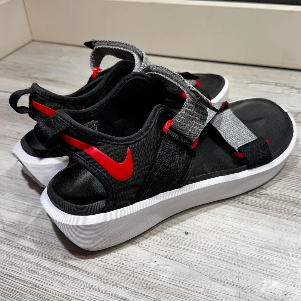 Nike Vista Sandals Shoes Mens Size 8 Black Red Strap Adjustable DJ6606-002